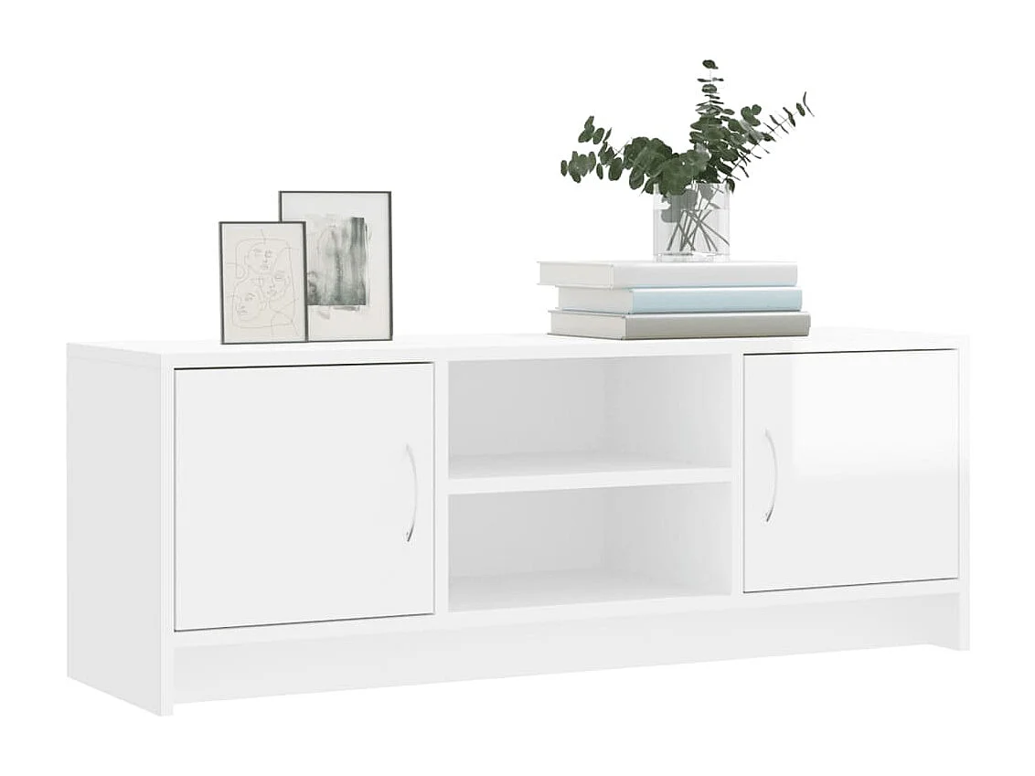 Jonah  Meuble TV blanc brillant 102x30x37,5 cm bois d'ingénierie