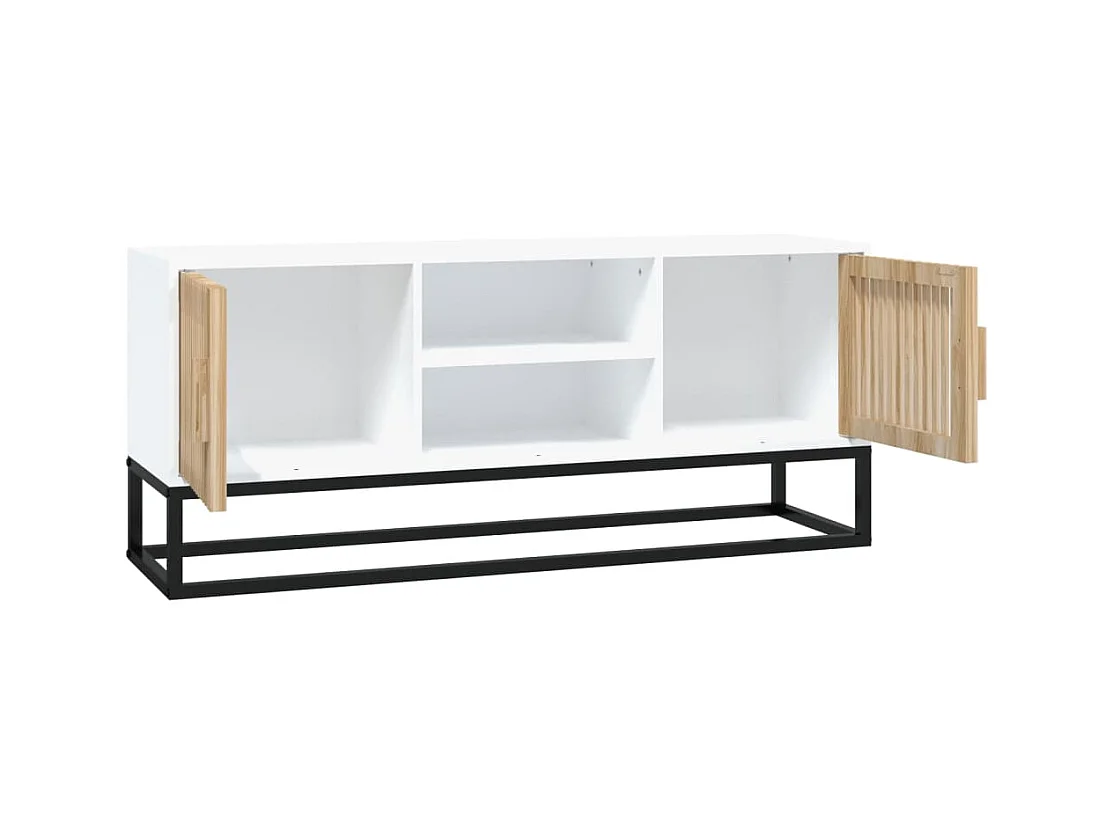 Yelara  Meuble TV blanc 105x30x45 cm bois d'ingénierie et fer