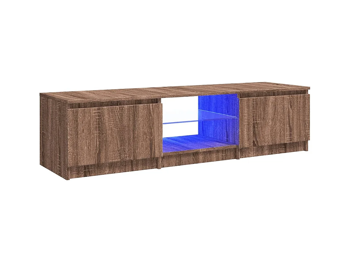 Vasil  Meuble TV avec lumières LED Chêne marron 140x40x36 cm