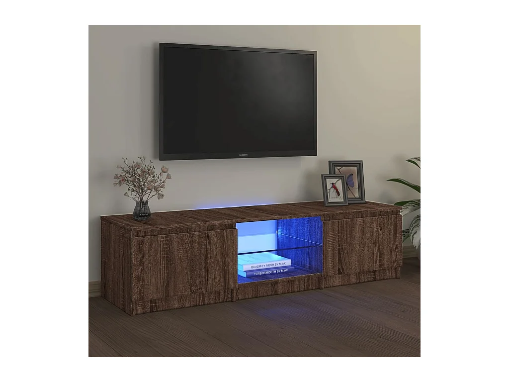 Vasil  Meuble TV avec lumières LED Chêne marron 140x40x36 cm