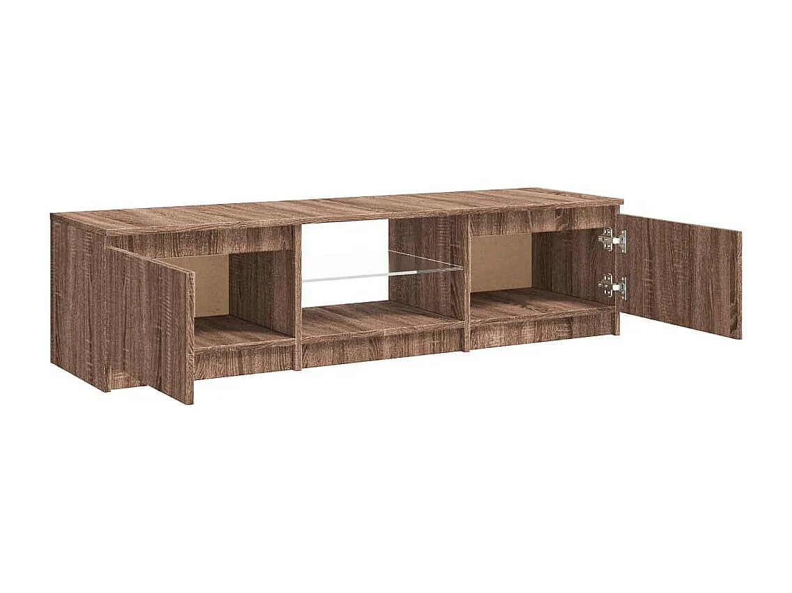 Vasil  Meuble TV avec lumières LED Chêne marron 140x40x36 cm