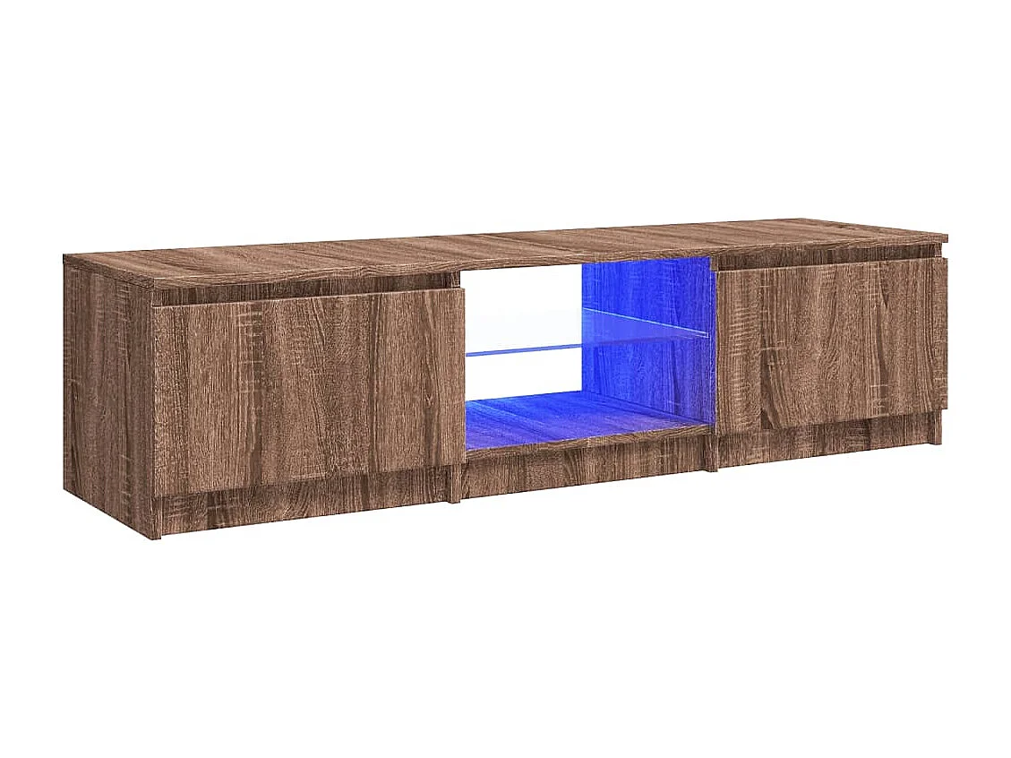 Vasil  Mueble de TV con luces LED marrón roble 140x40x36 cm