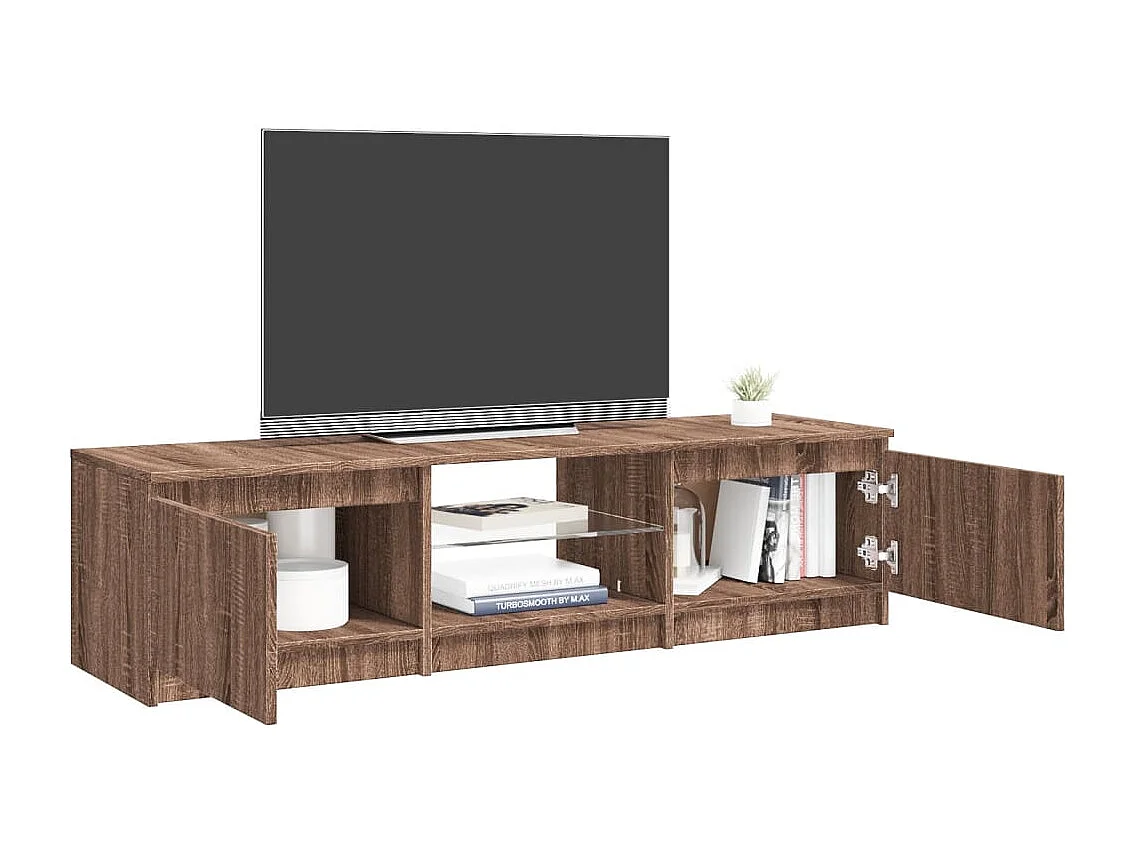 Vasil  Mueble de TV con luces LED marrón roble 140x40x36 cm