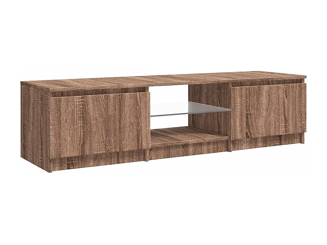 Vasil  Mueble de TV con luces LED marrón roble 140x40x36 cm
