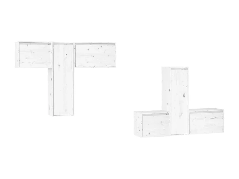 Gunleik  Meubles TV 6 pcs Blanc Bois massif de pin