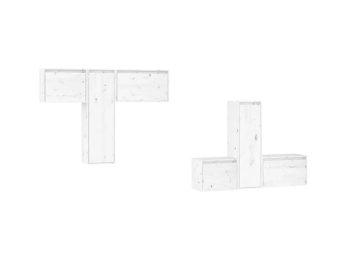 Gunleik  Meubles TV 6 pcs Blanc Bois massif de pin