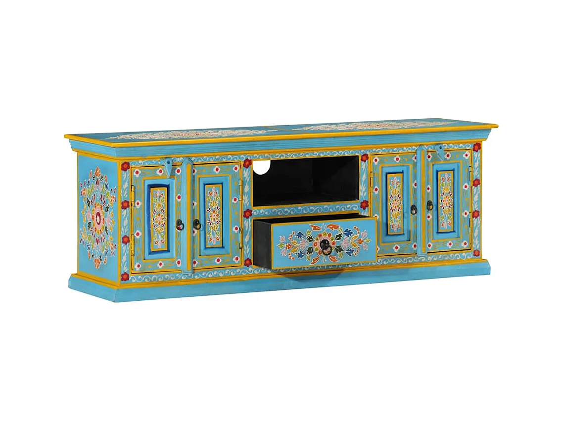 Mørke  Meuble TV bleu 110x30x40 cm bois massif de manguier