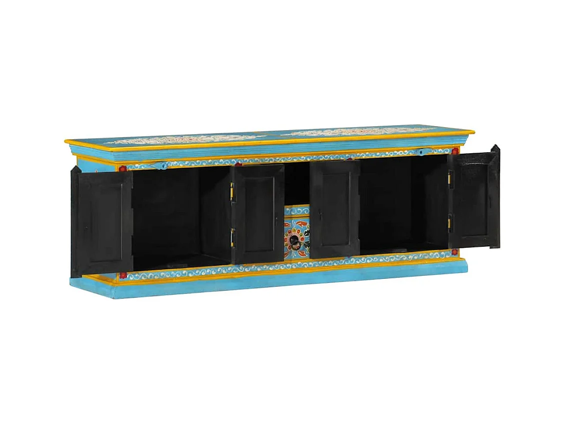 Mørke  Meuble TV bleu 110x30x40 cm bois massif de manguier