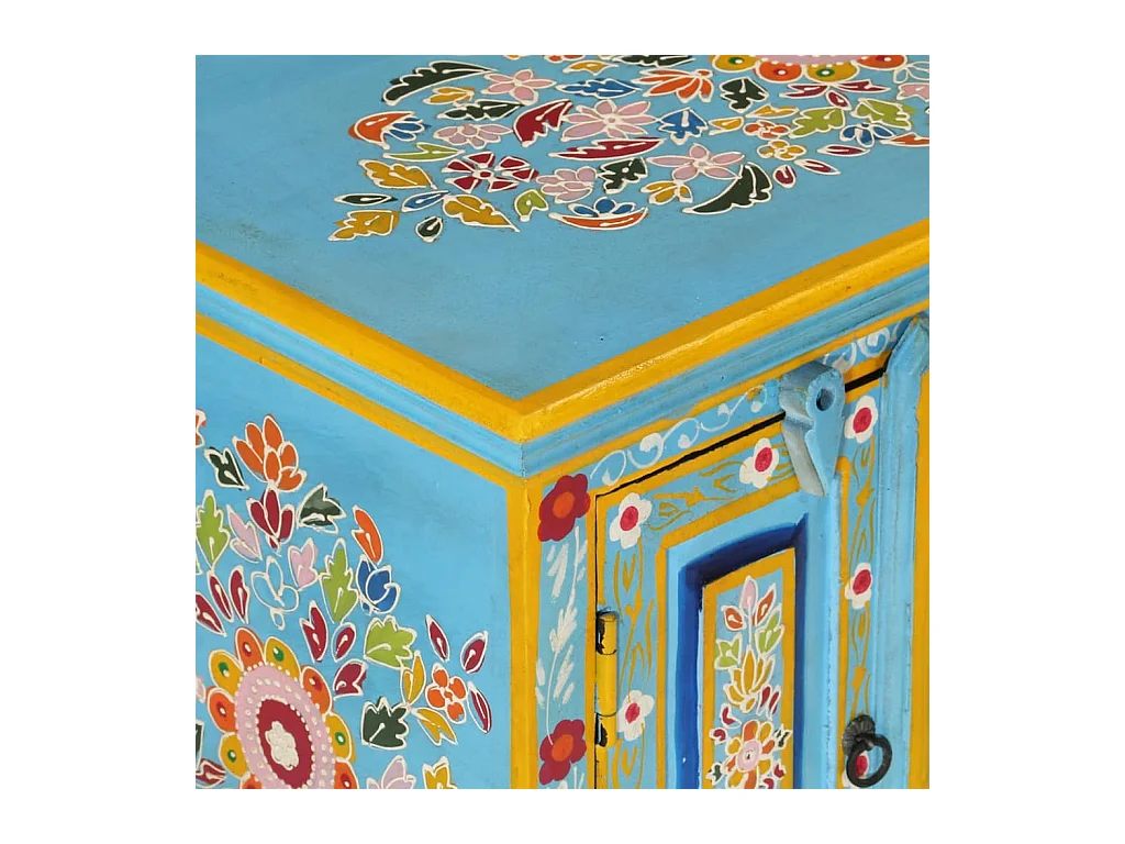 Mørke  Meuble TV bleu 110x30x40 cm bois massif de manguier