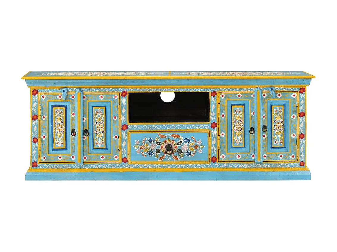 Mørke  Meuble TV bleu 110x30x40 cm bois massif de manguier