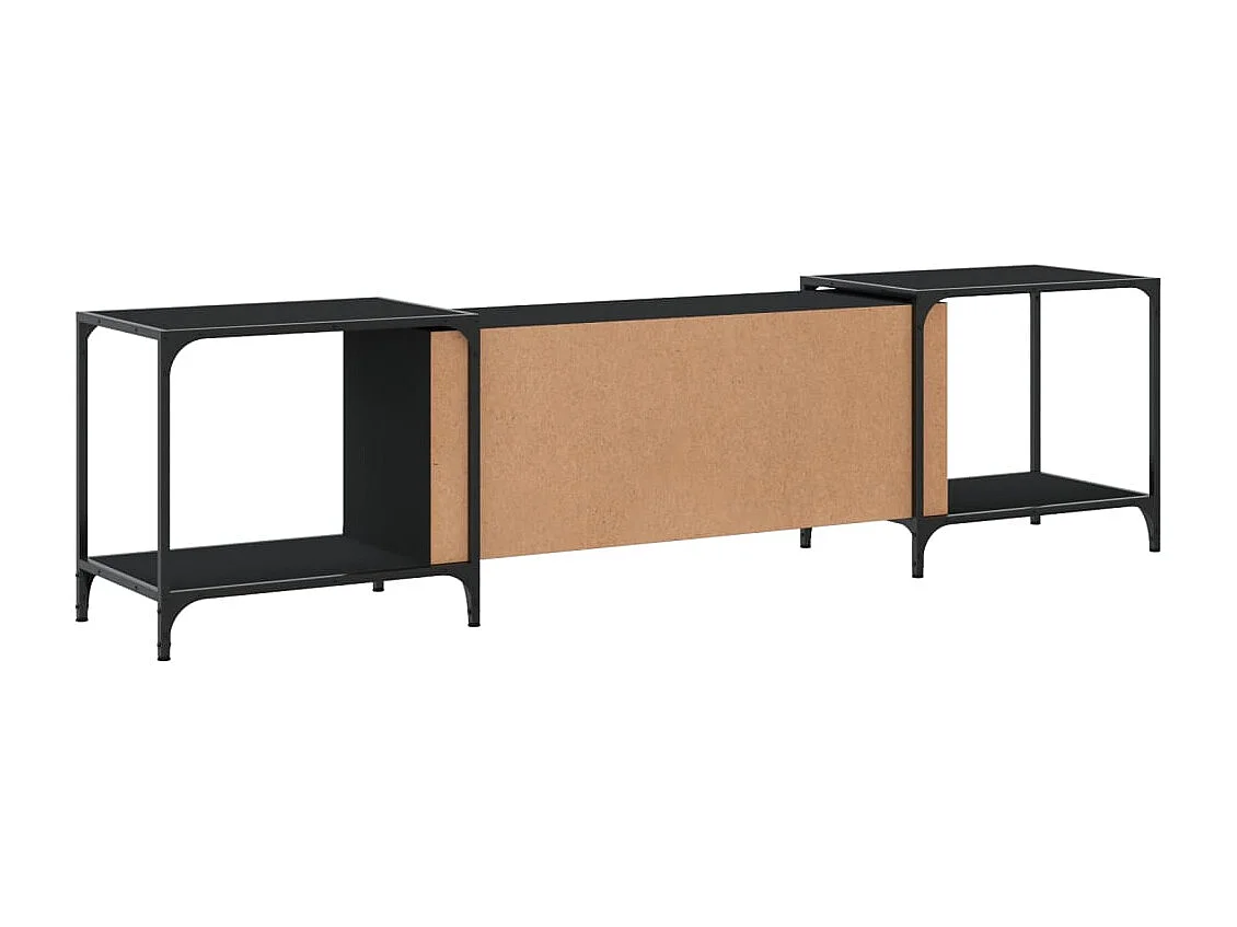 Celorna  Meuble TV noir 203x37x50 cm bois d'ingénierie