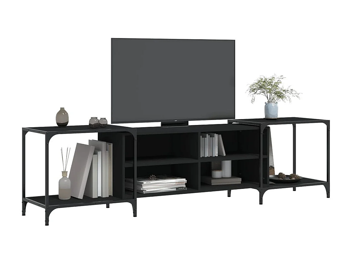 Celorna  Mueble de TV madera de ingeniería negro 203x37x50 cm