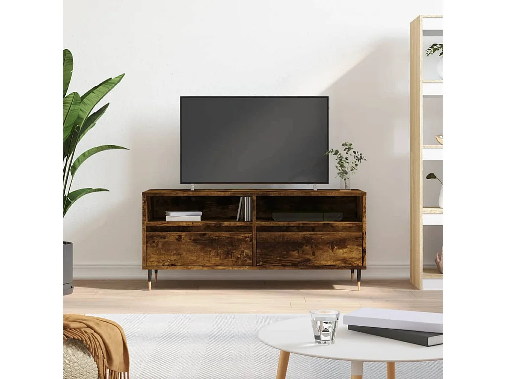 Milo  Meuble TV chêne fumé 100x34,5x44,5 cm bois d'ingénierie