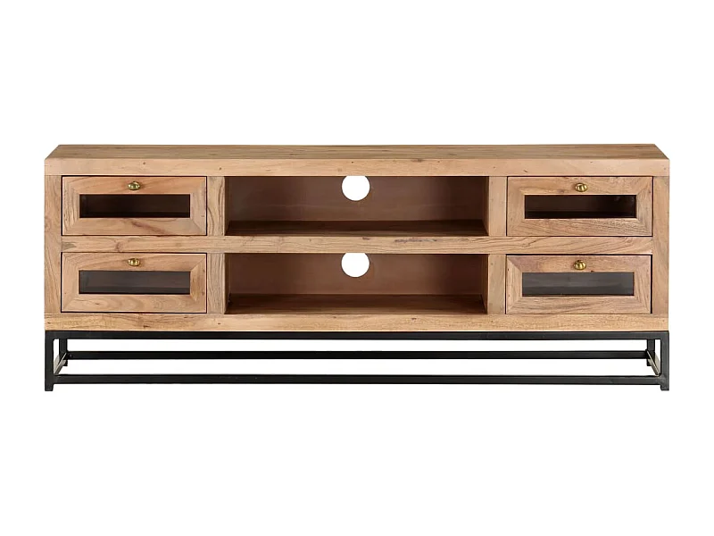 Garden Furniture -  Mueble de TV de madera maciza de acacia 110x30x40 cm