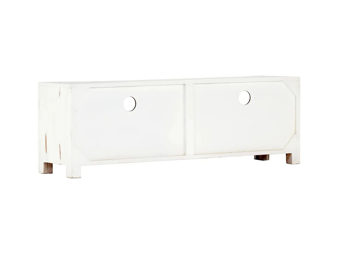 Garden Furniture -  Meuble TV Blanc 120x30x40 cm Bois d'acacia massif