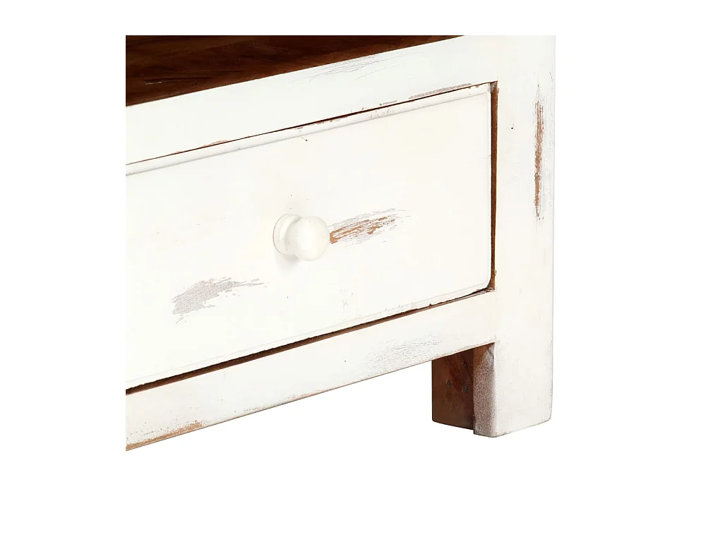 Garden Furniture -  Meuble TV Blanc 120x30x40 cm Bois d'acacia massif