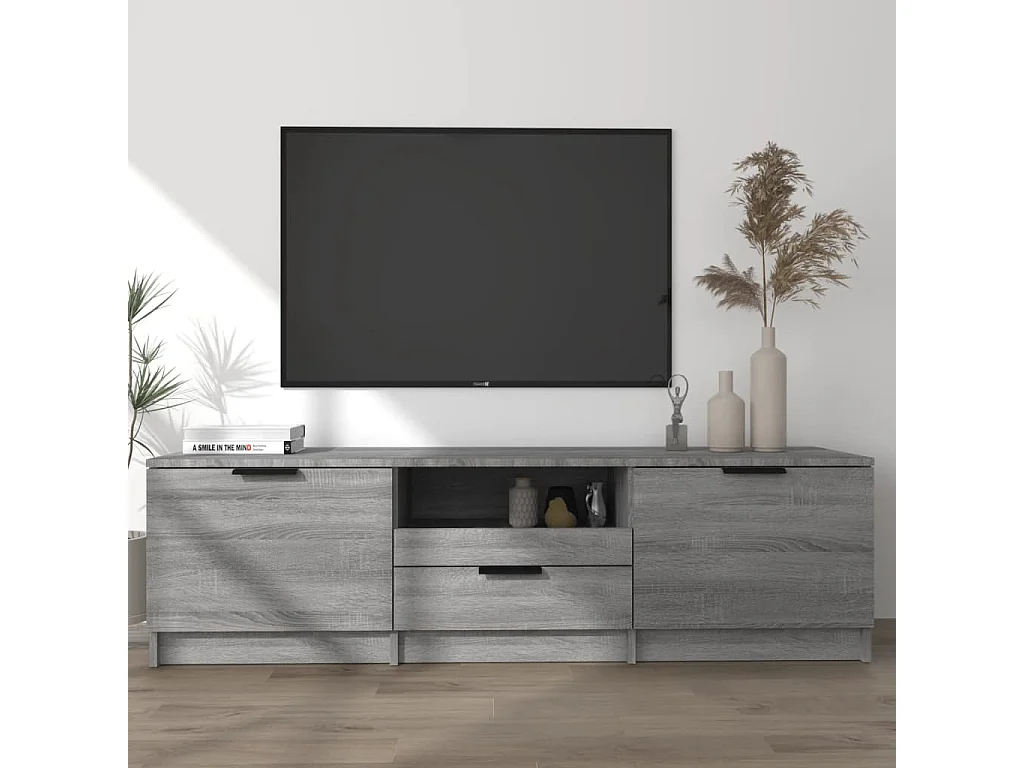 Waldor  Mueble de TV madera contrachapada gris Sonoma 140x35x40 cm