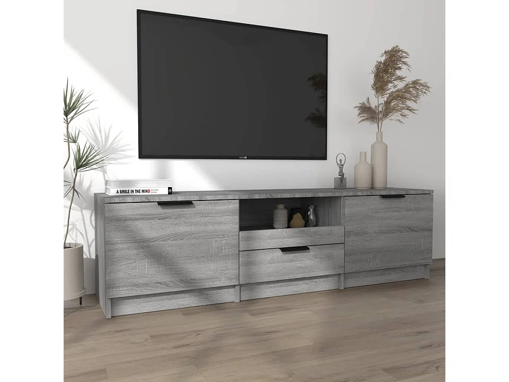 Waldor  Mueble de TV madera contrachapada gris Sonoma 140x35x40 cm