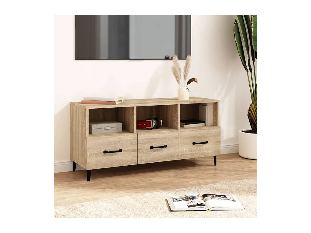 Firuz  Tv-meubel 102x35x50 cm bewerkt hout sonoma eikenkleurig