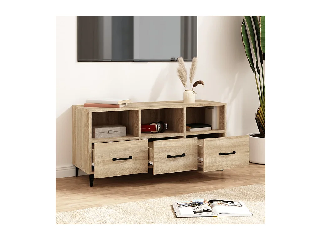Firuz  Tv-meubel 102x35x50 cm bewerkt hout sonoma eikenkleurig