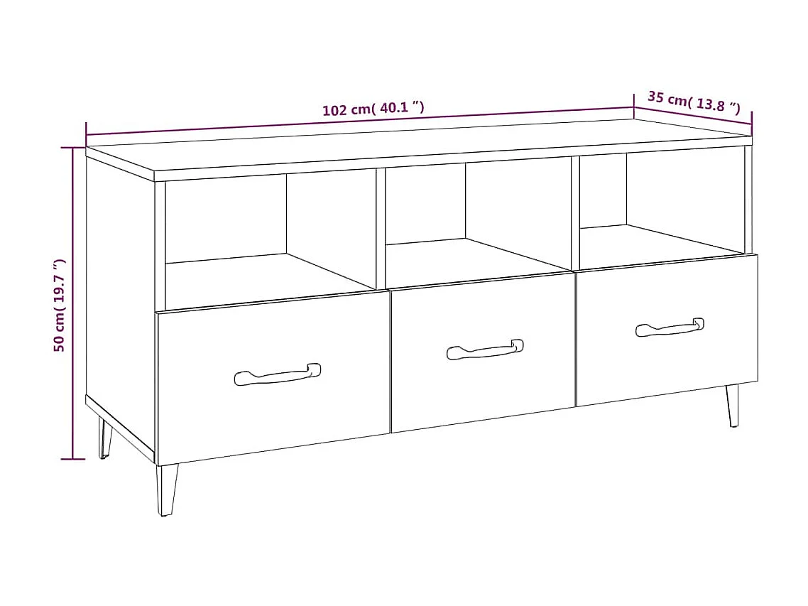 Firuz  Meuble TV Chêne sonoma 102x35x50 cm Bois d'ingénierie