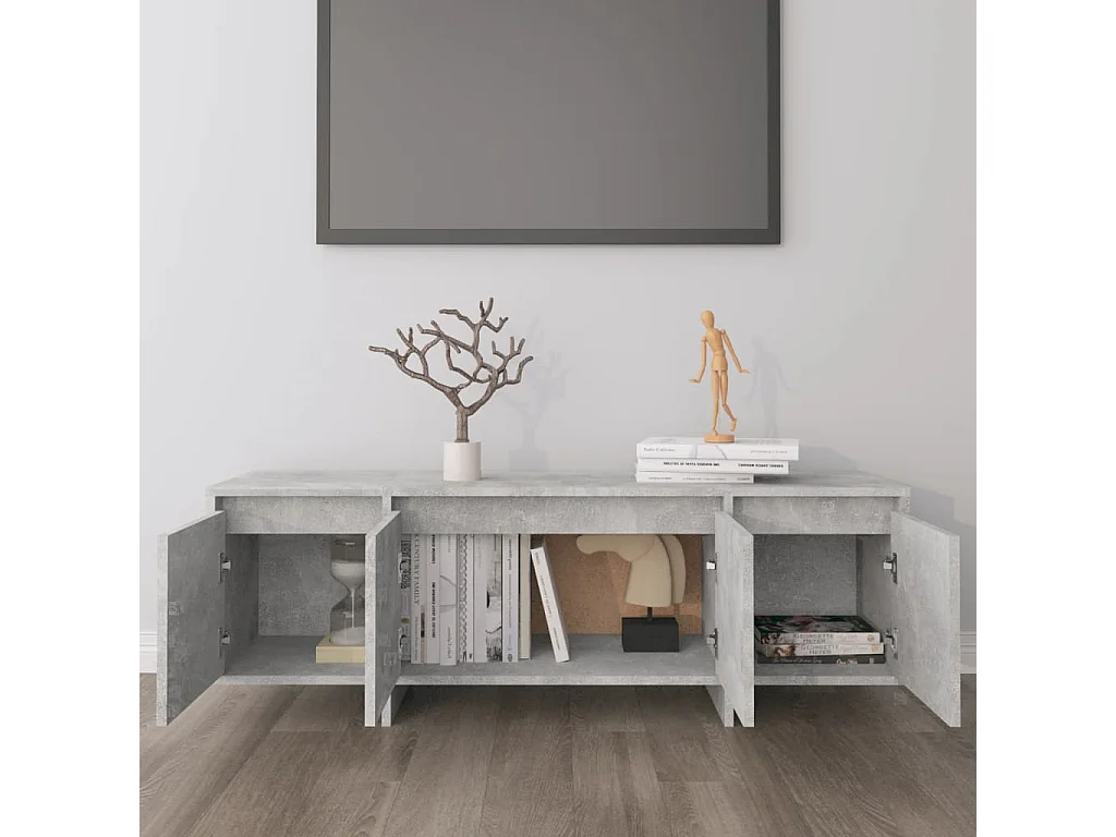 Qirin  Meuble TV gris béton 120x30x40,5 cm bois d'ingénierie