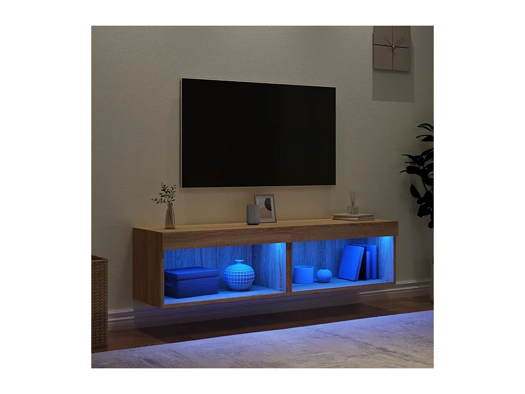 Mano  Meubles TV avec lumières LED 2 pcs chêne sonoma 60x30x30 cm