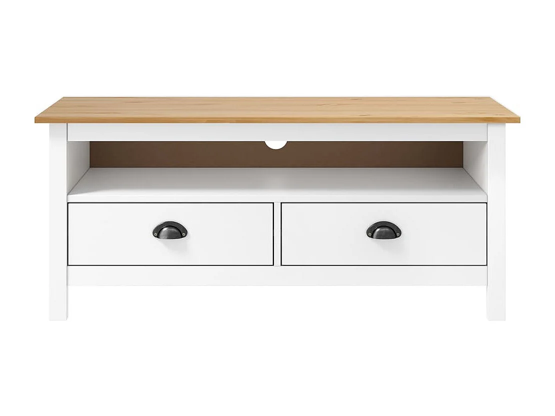 Heidi  Meuble TV ll Range Blanc 110x40x47 cm Bois de pin solide