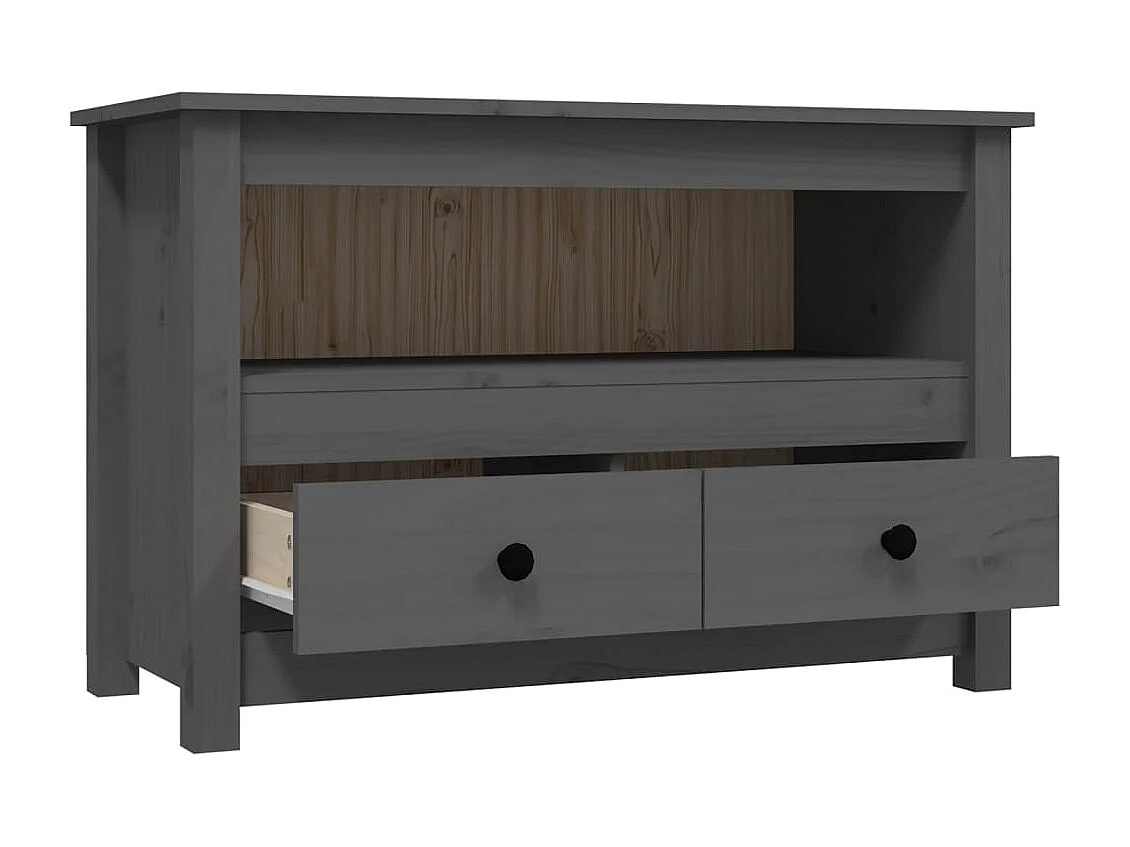 Trace Logan  Meuble TV Gris 79x35x52 cm Bois de pin massif
