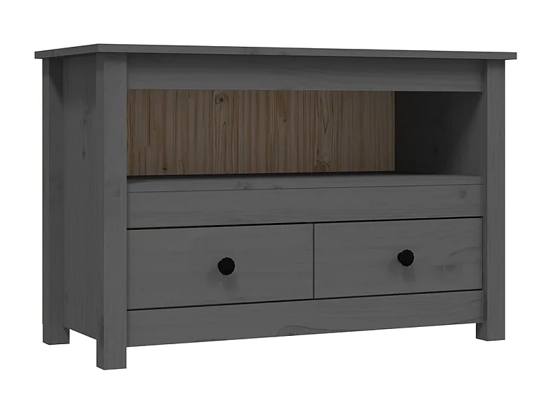 Trace Logan  Meuble TV Gris 79x35x52 cm Bois de pin massif