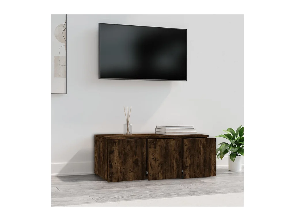 Hetty  Meuble TV Chêne fumé 80x34x30 cm Bois d'ingénierie