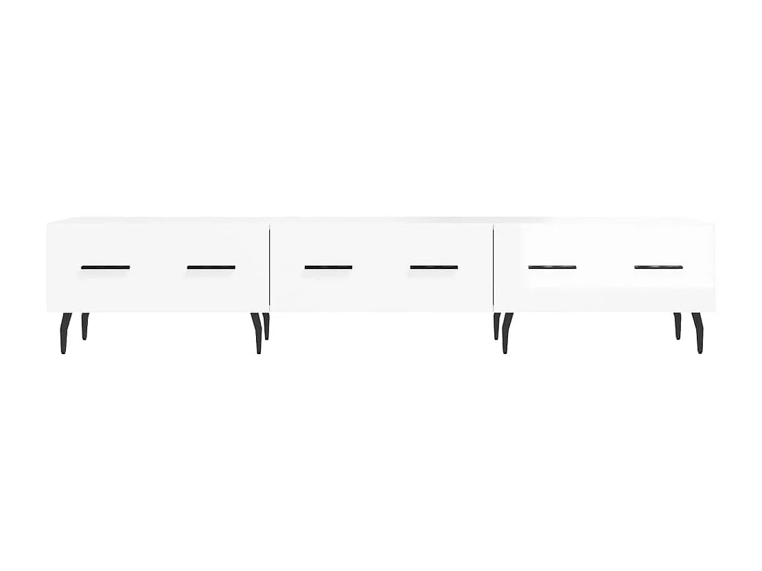 Jorven  Mueble de TV madera de ingeniería blanco brillo 150x36x30 cm