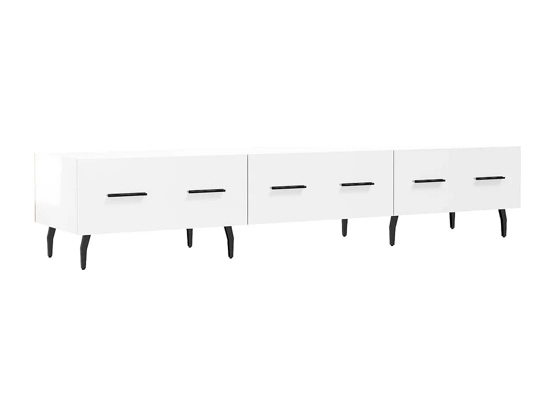 Jorven  Meuble TV blanc brillant 150x36x30 cm bois d'ingénierie