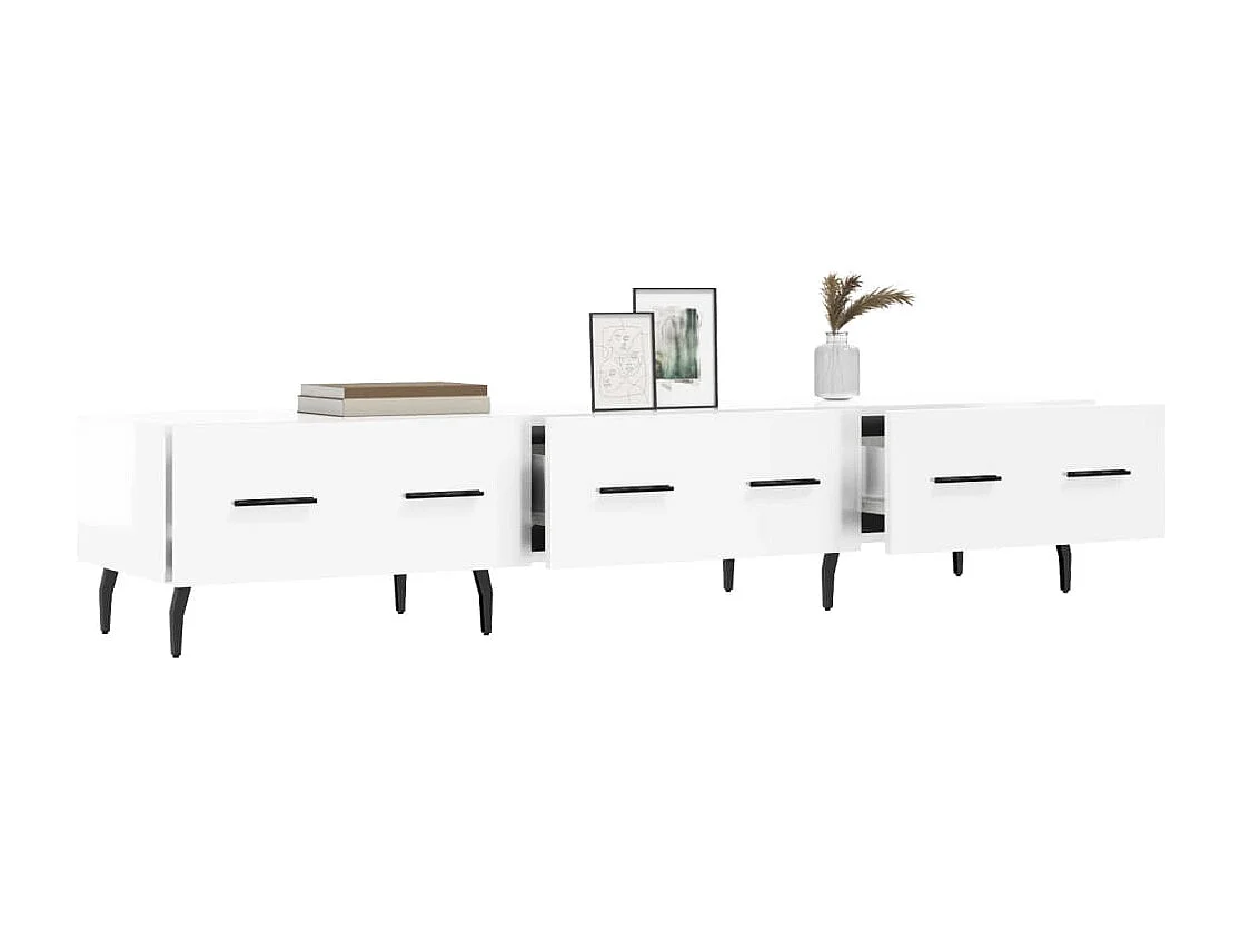 Jorven  Meuble TV blanc brillant 150x36x30 cm bois d'ingénierie