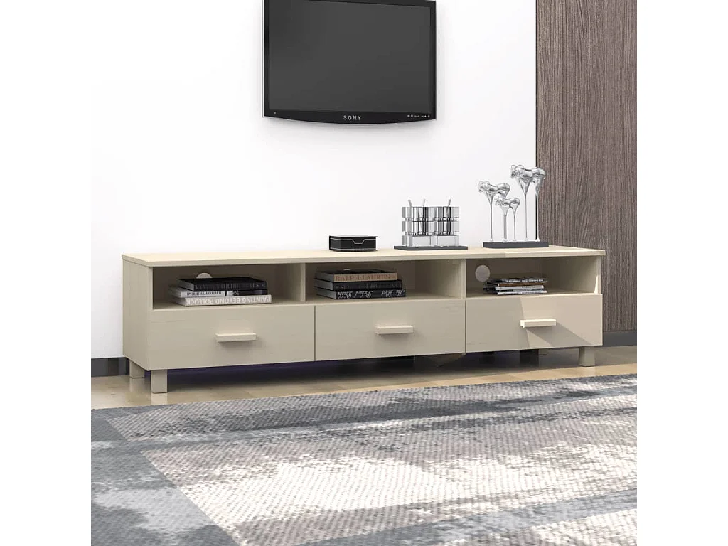 Reha  Meuble TV HAMAR Marron miel 158x40x40 cm Bois massif de pin