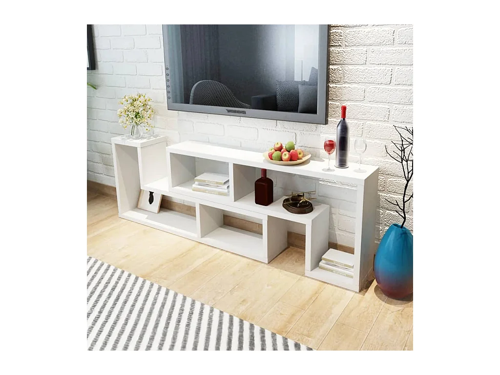 Jarah  Meuble TV double en forme de L Blanc