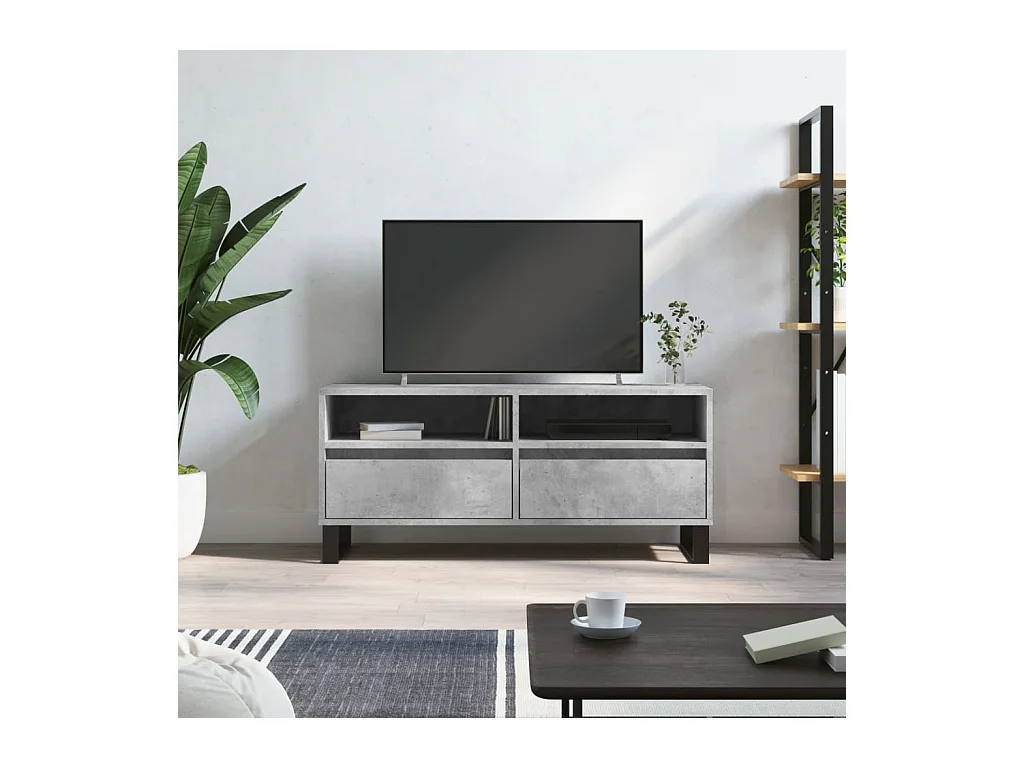 Volne  Meuble TV gris béton 100x34,5x44,5 cm bois d'ingénierie