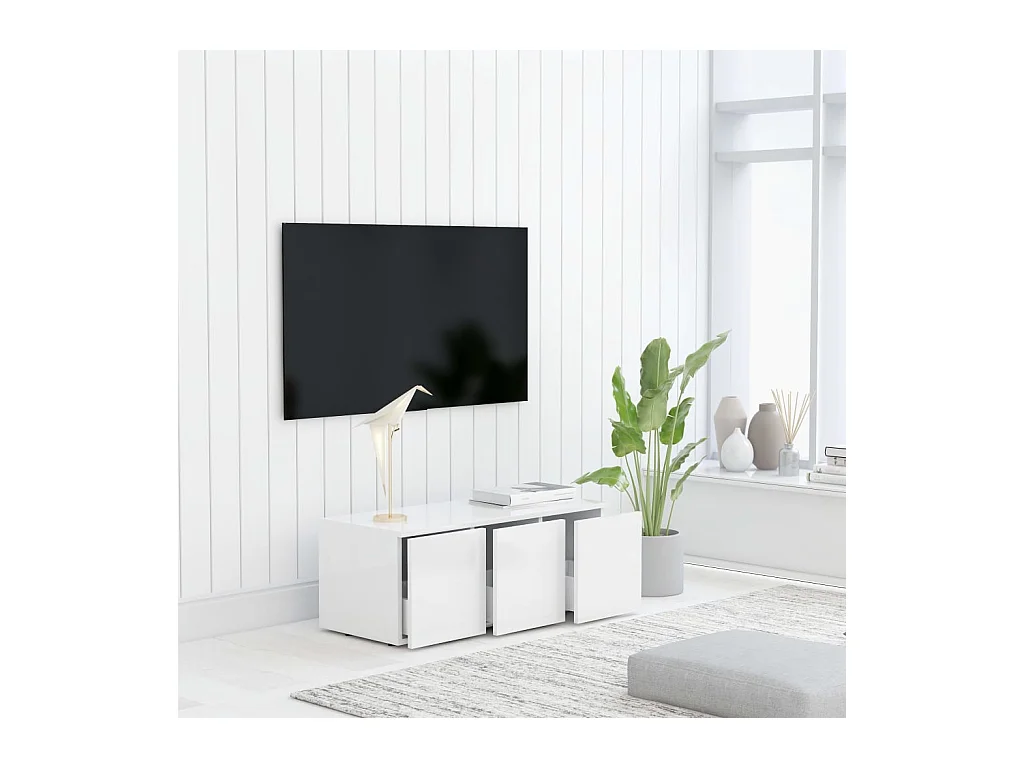 Hetty  Meuble TV Blanc 80x34x30 cm Bois d'ingénierie