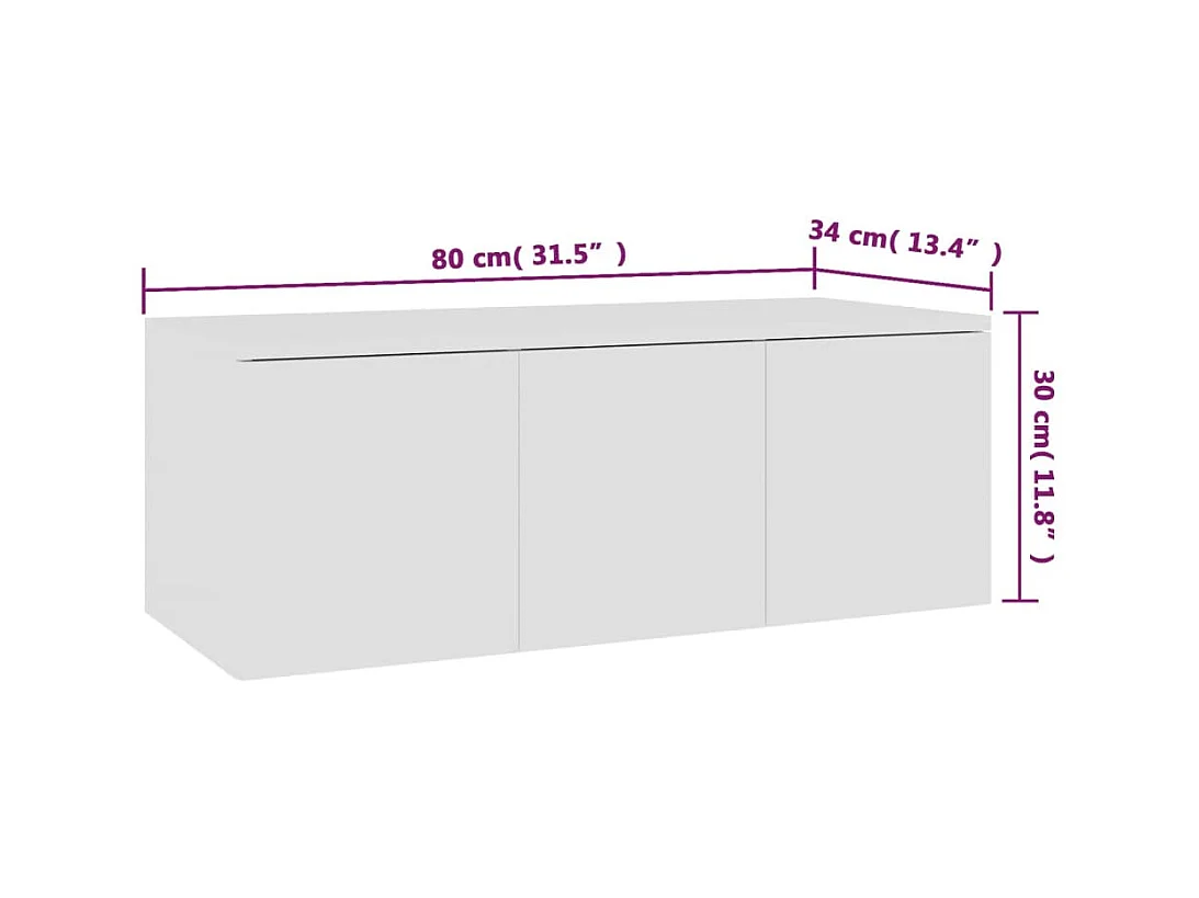 Hetty  Meuble TV Blanc 80x34x30 cm Bois d'ingénierie