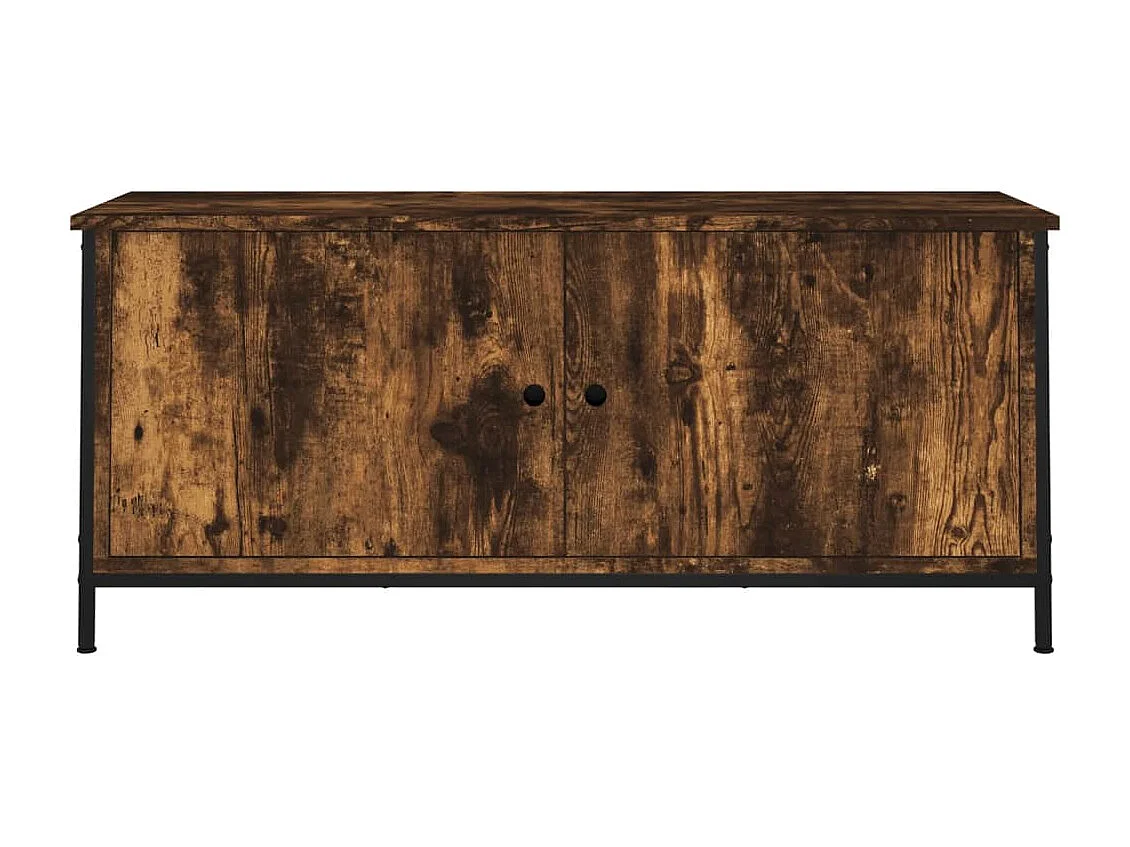 Ballyknockan  Meuble TV avec portes chêne fumé 102x35x45 cm bois d'ingénierie