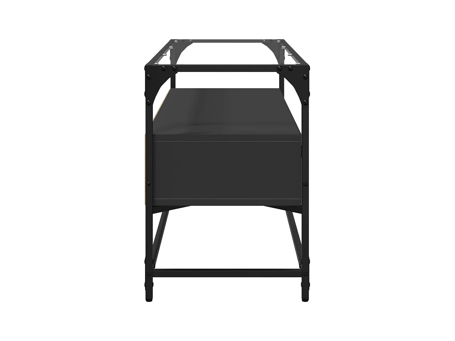 Varel  Meuble TV et dessus en verre noir 80x35x51 cm bois d'ingénierie