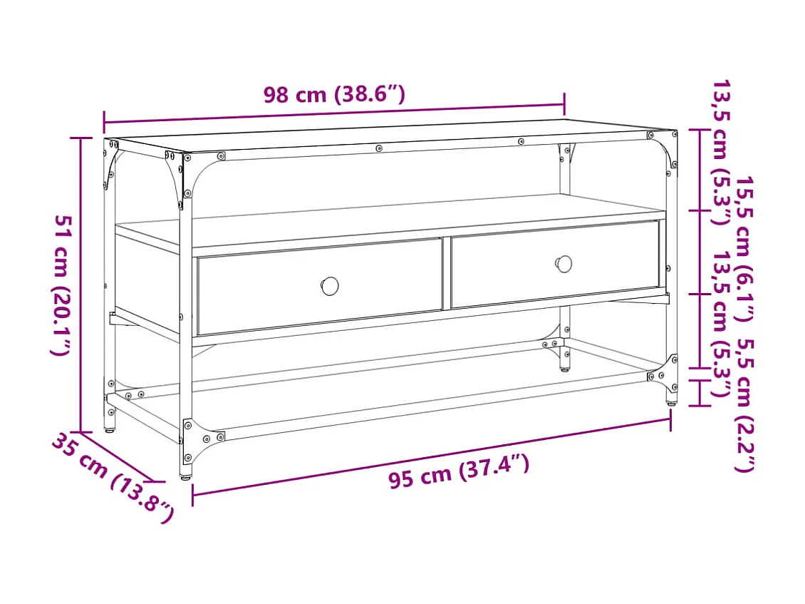 Varel  Meuble TV et dessus en verre noir 80x35x51 cm bois d'ingénierie