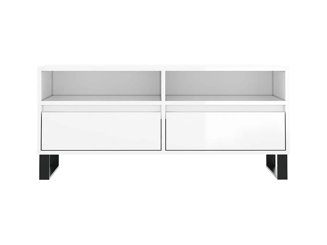 Volne  Meuble TV blanc brillant 100x34,5x44,5 cm bois d'ingénierie