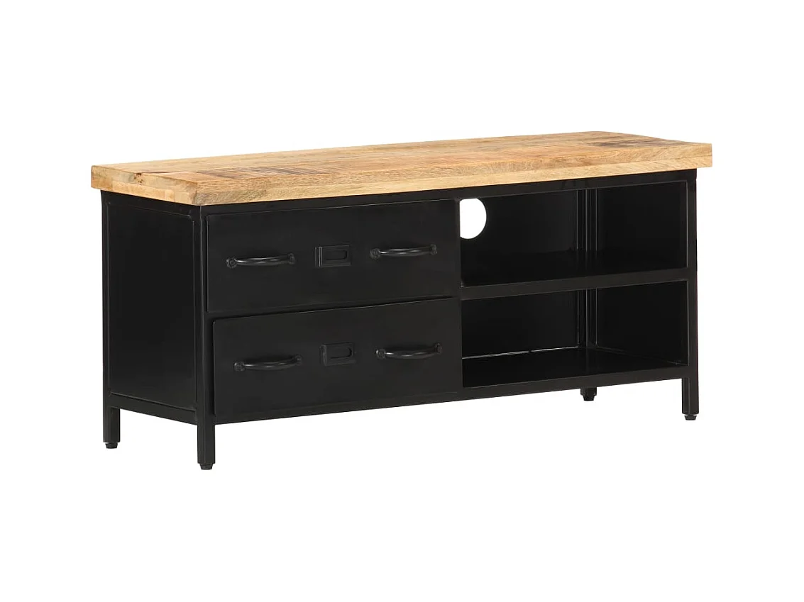 Garden Furniture -  Mueble para TV de madera maciza de mango rugosa 90x30x41 cm