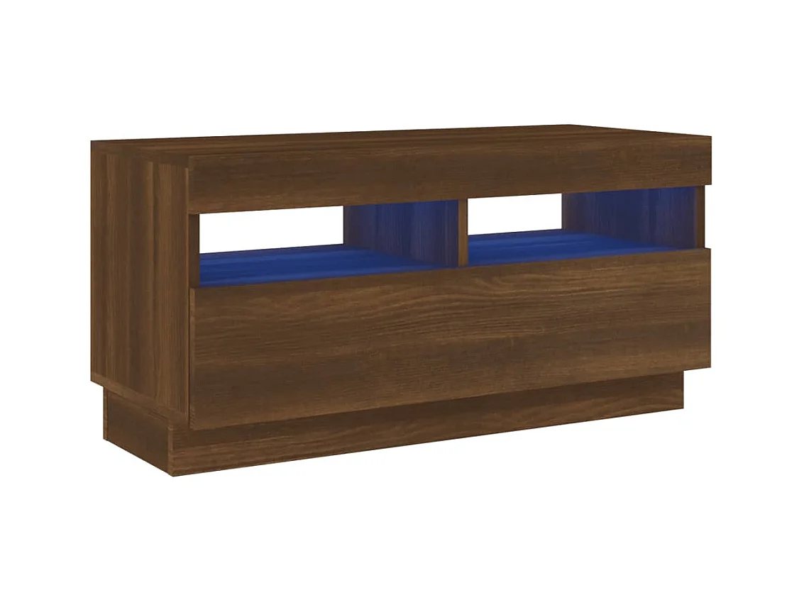 Roelant  Meuble TV avec lumières LED chêne marron 80x35x40 cm