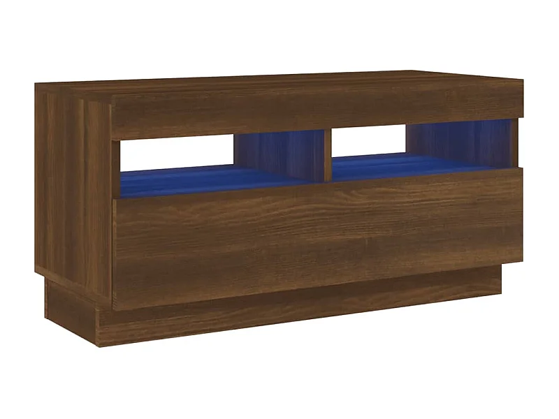 Roelant  Mueble de TV con luces LED color roble marrón 80x35x40 cm