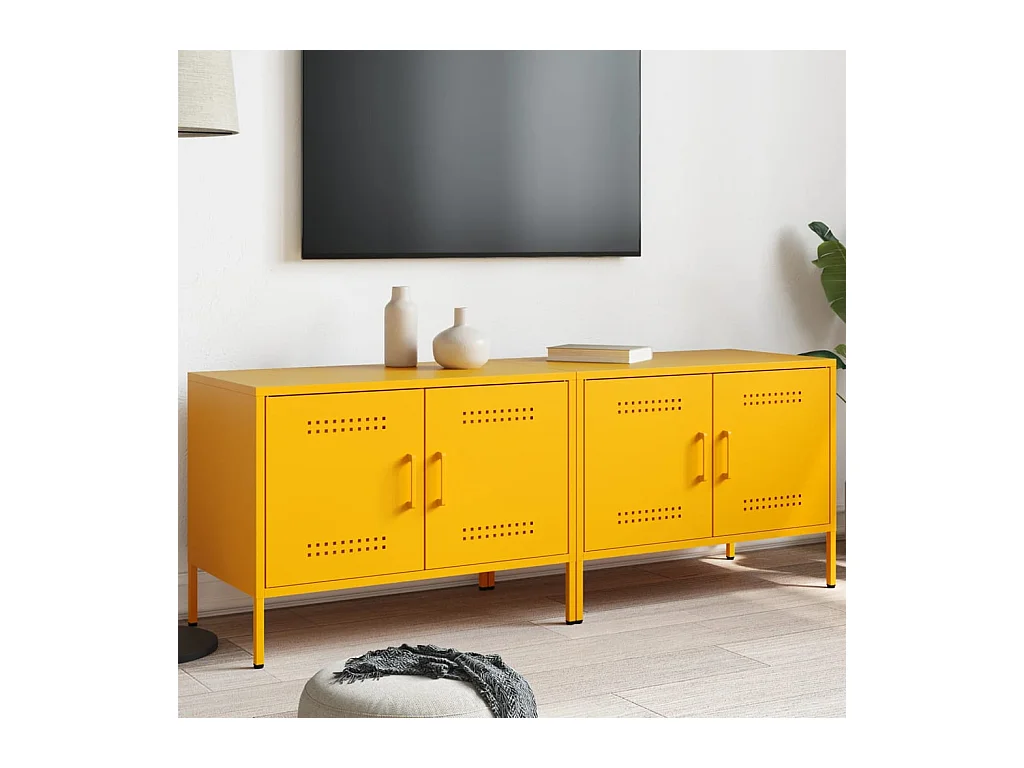 Raena  Meubles TV 2 pcs jaune moutarde 68x39x50,5 cm acier