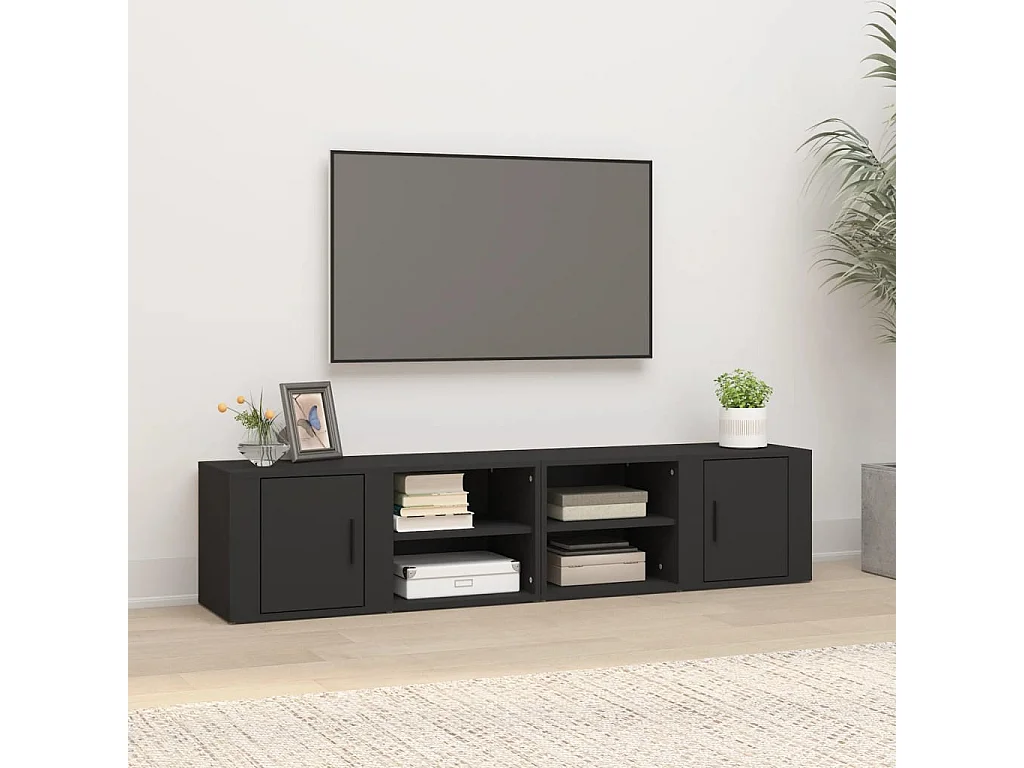 Arnaldo  Meubles TV 2 pcs Noir 80x31,5x36 cm Bois d'ingénierie