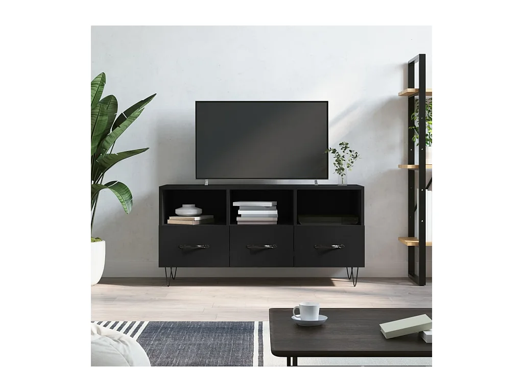 Juana Fernanda  Meuble TV noir 102x36x50 cm bois d'ingénierie