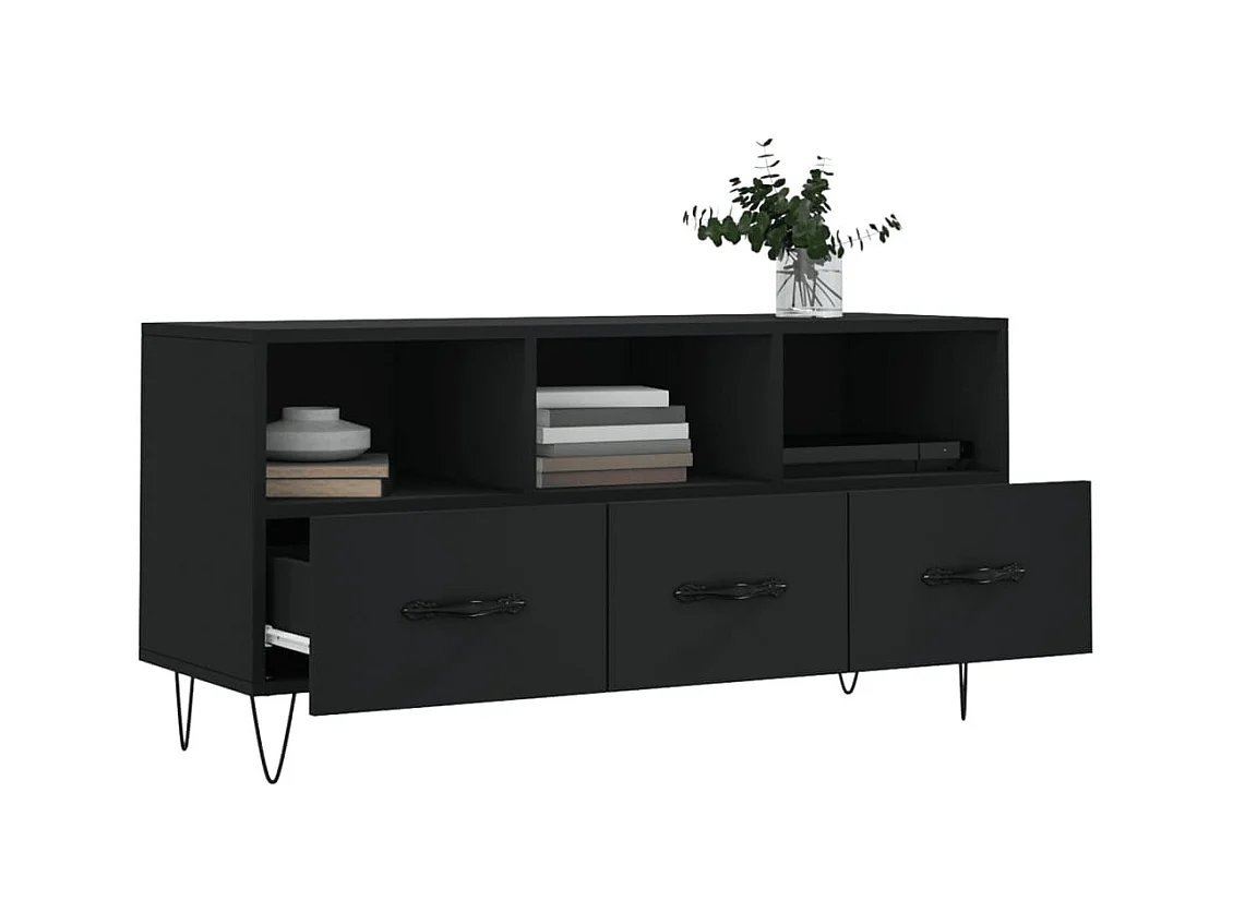 Juana Fernanda  Meuble TV noir 102x36x50 cm bois d'ingénierie